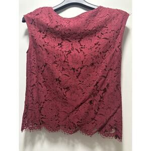 Premise Studio Women’s Small Burgundy Lace Sleeveless Top Scoop Neck Lined